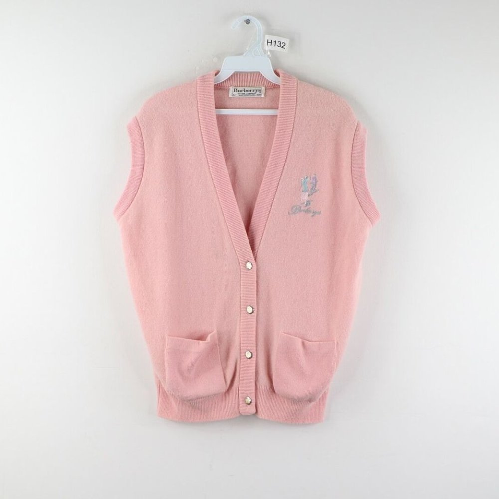 Vintage Burberry Lambswool Cardigan Sweater Vest